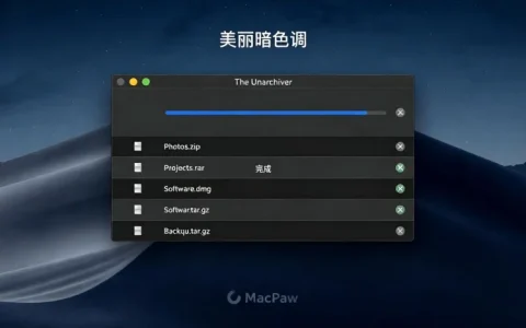 The Unarchiver for Mac 压缩文件工具 RAR多分卷 AES加密